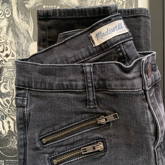 MADEWELL Denim | Faded Black | Skinny Skinny | Biker-Moto Zipper Pockets | Sz 26 - Picture 10 of 10